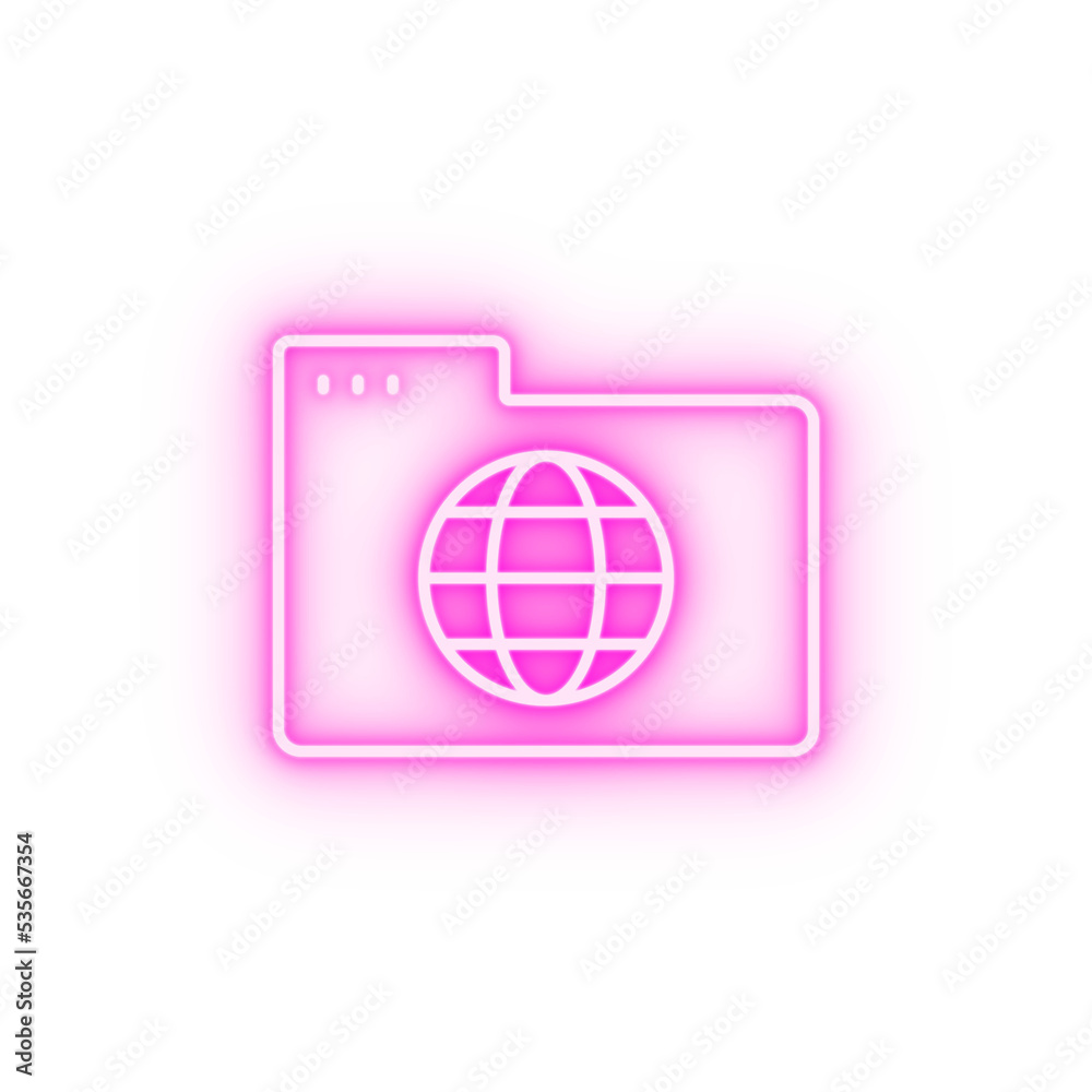 Folder globe neon icon Folder globe neon icon