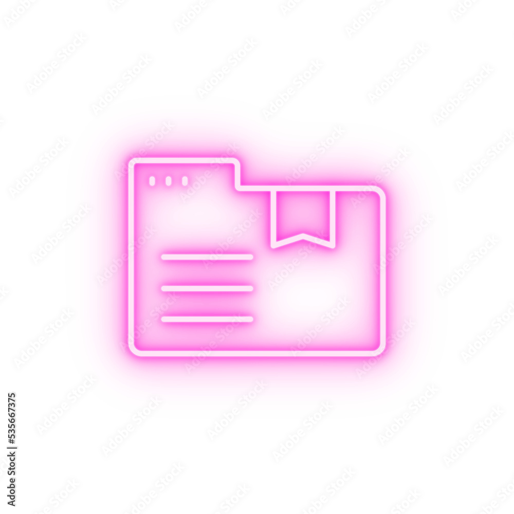 Folder note neon icon Folder note neon icon