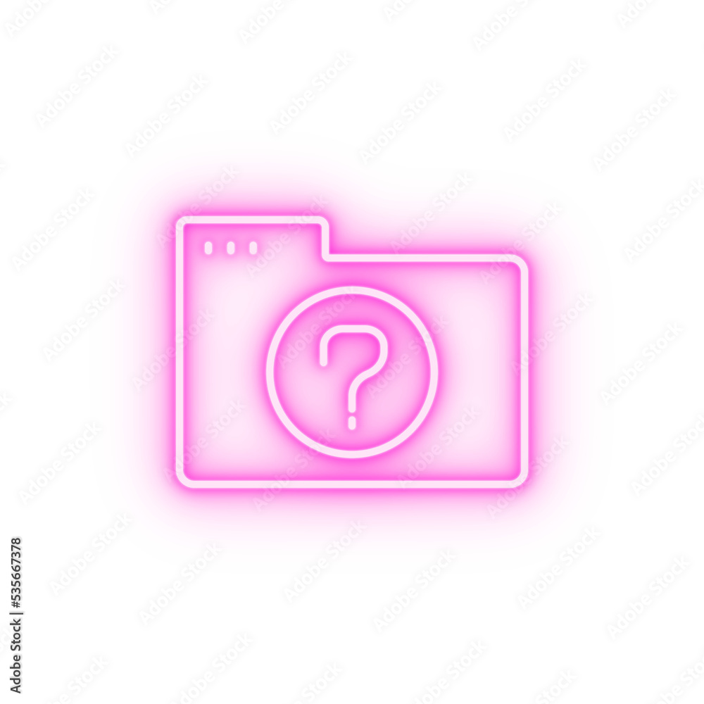 Folder question neon icon Folder question neon icon