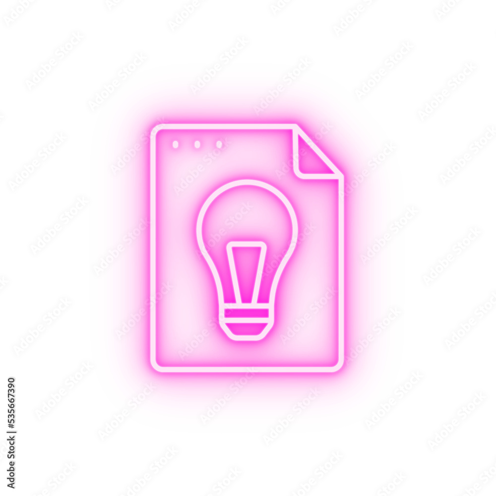 File document light bulb neon icon File document light bulb neon icon
