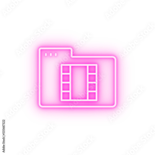 Folder movie neon icon
