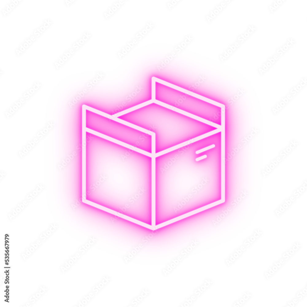 Box opened neon icon