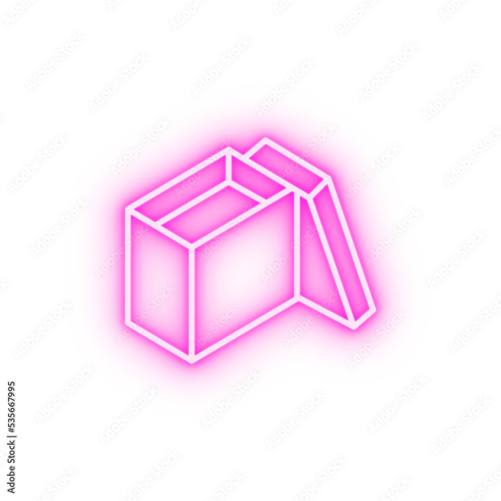 Box opened neon icon Box opened neon icon