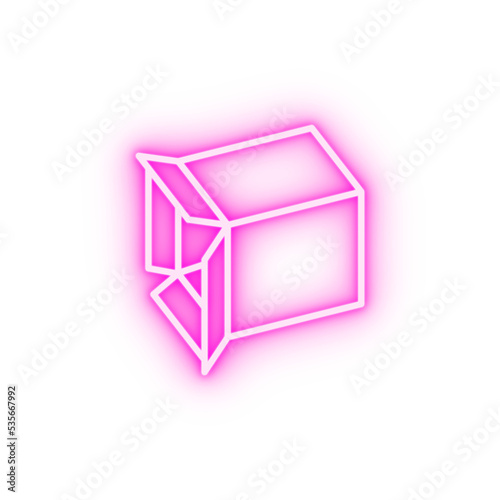 Box opened neon icon