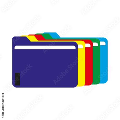 Colored folders files set. Template set. Vector illustration. Stock image. 