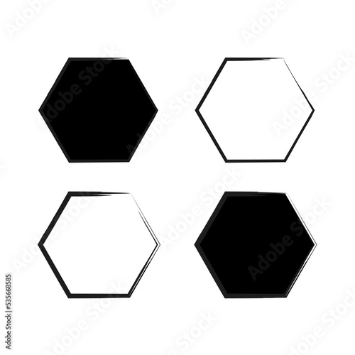 Brush hexagons. Shape background. Geometric background. Vector illustration. Stock image. 