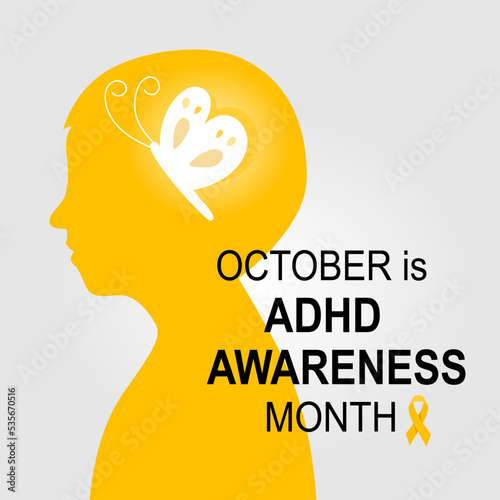 ADHD awareness month banner, flat vector illustration. Design for poster, card, banner and brochure.