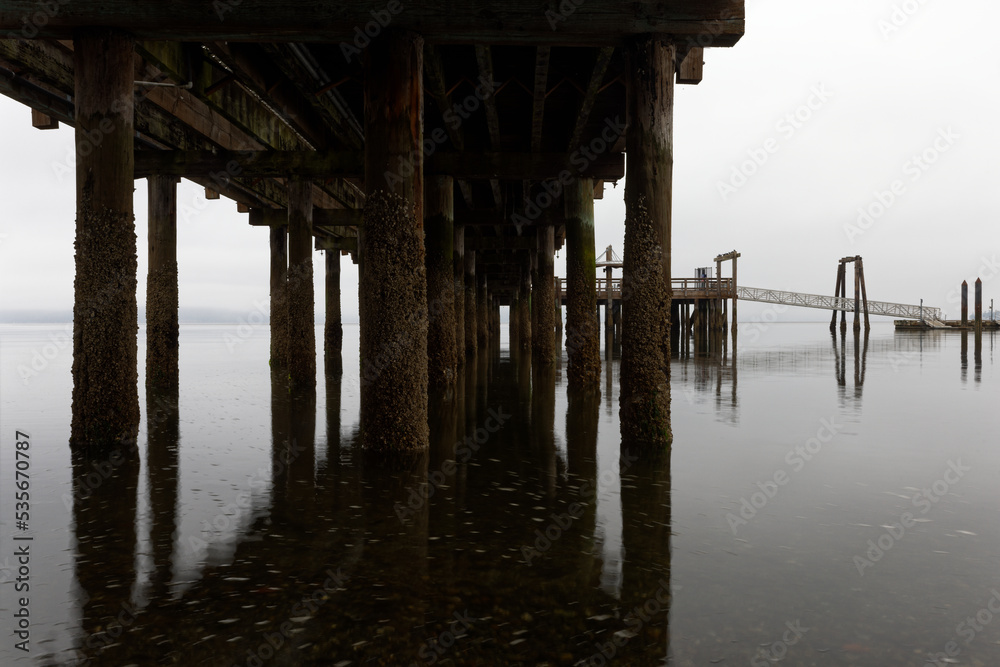 Fishing pier on Commencement Bay in Tacoma, Washington.