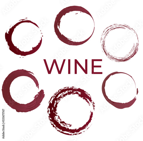 Word WINE with different strokes on white background