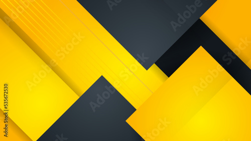 Modern black and yellow abstract background. Futuristic perforated technology abstract background with yellow neon glowing lines. Vector banner design