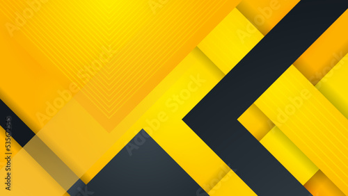 Modern black and yellow abstract background. Futuristic perforated technology abstract background with yellow neon glowing lines. Vector banner design