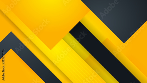 Modern black and yellow abstract background. Futuristic perforated technology abstract background with yellow neon glowing lines. Vector banner design