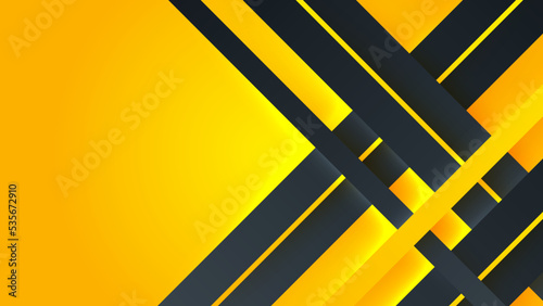 Wallpaper Mural Abstract polygonal geometric banner with black yellow triangle shapes. Luxury dark blue with gold. Grey paper material layer with gold stripe background. 3d render Torontodigital.ca
