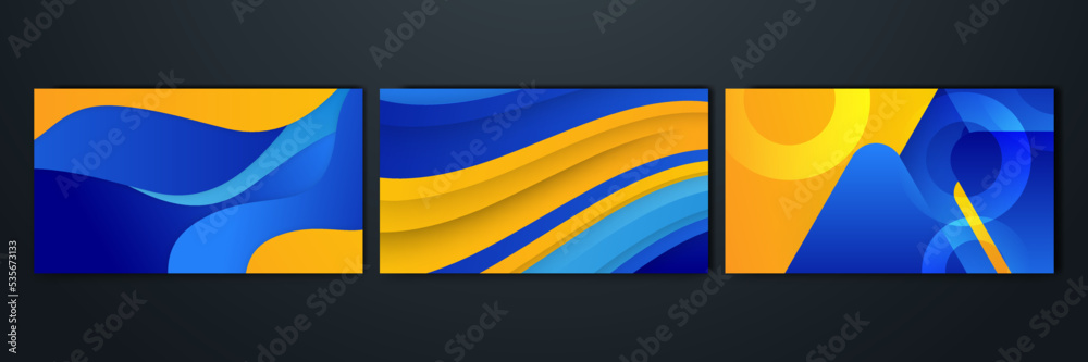 Abstract blue yellow and orange geometric shapes background. Vector abstract graphic design banner pattern presentation background web template.