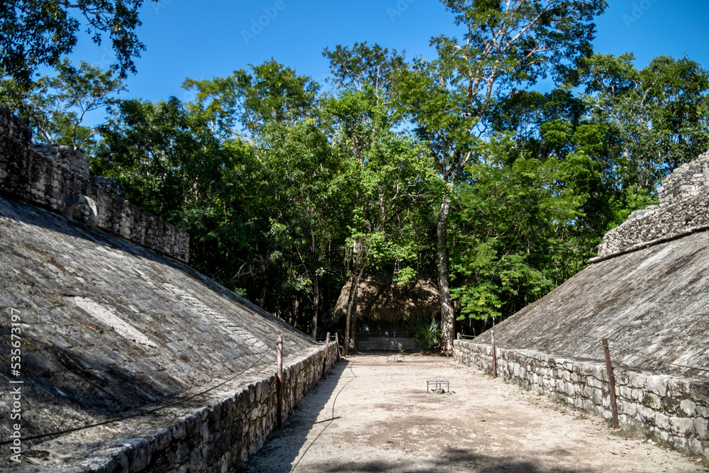 Mayan Pok-ta-pok arena at Coba ruins in mexico