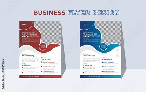 Corporate business flyer template with blue Organic shapes,  a4 size flyer, marketing, business proposal, promotion, advertise, publication, poster flyer pamphlet brochure cover design, Brochure, 