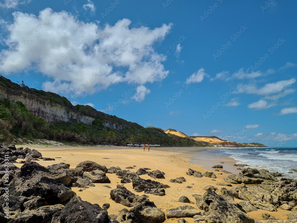 Deserted beach and cliffs in Tibau do Sul in northeastern Brazil