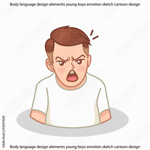 Fototapeta Naklejka Na Ścianę i Meble -  Body language design elements young boys emotion sketch cartoon design