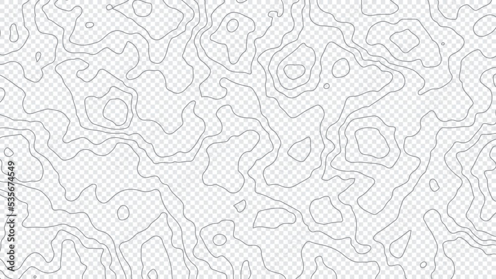 Mountain Line Terrain Contour Line Isolated on Transparent Background