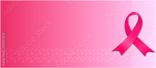 Background for banner with pink ribbon. Pink October. Breast Cancer Prevention Month. Space for writing.