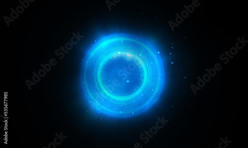 Abstract futuristic background of circle round glowing technology sci fi frame. hud ui