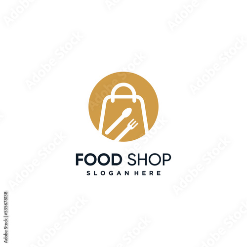 Food shop logo design concept with creative style