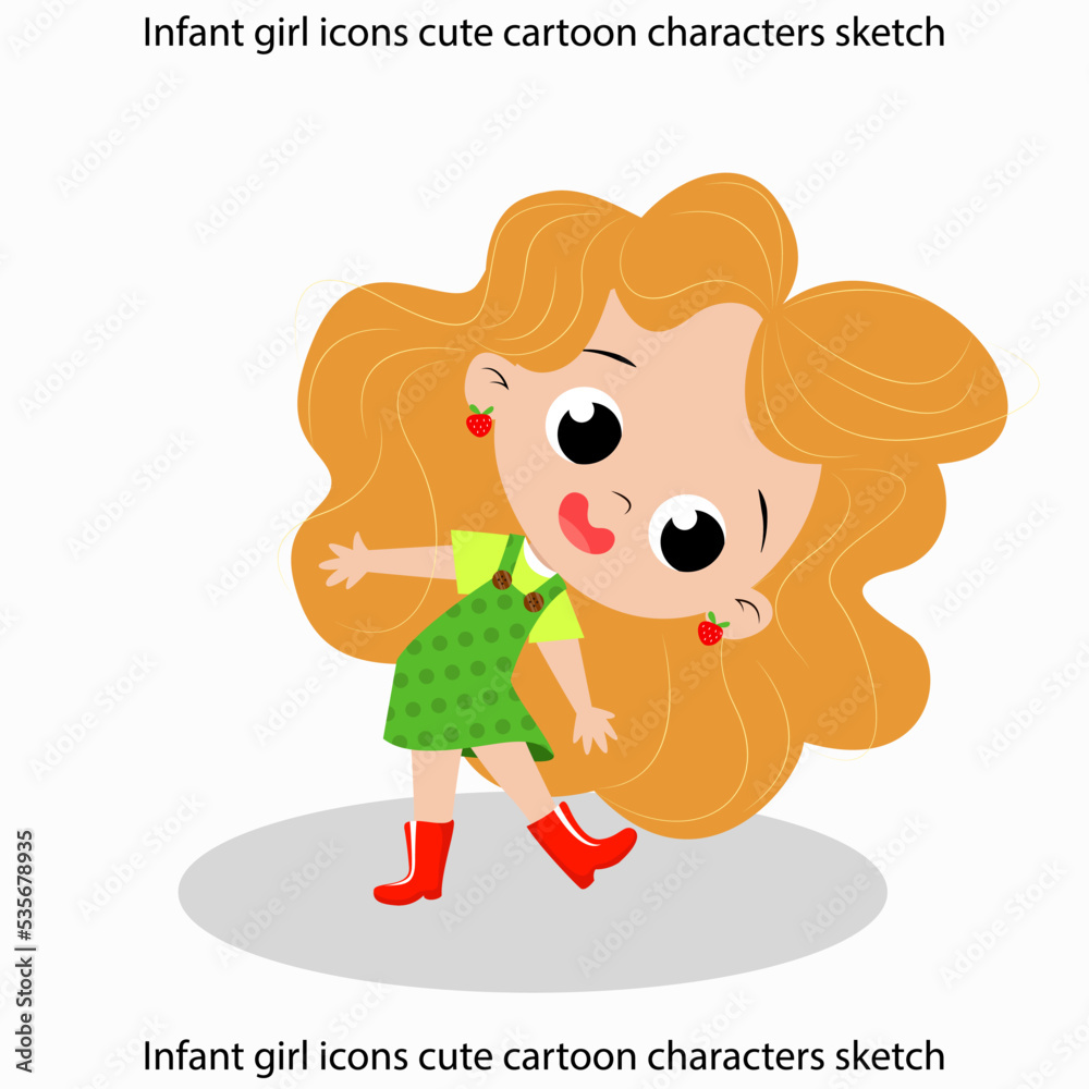 Infant girl icons cute cartoon characters sketch Infant girl icons cute cartoon characters sketch