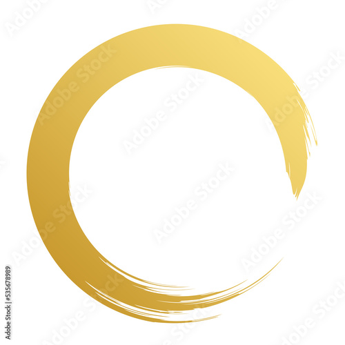 Brush stroke and gold circle element