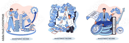 Investment, saving money and finance growth business concept metaphor. Analyzes charts and indicators of income growth. Investment income from securities and other non-commercial investments dividends