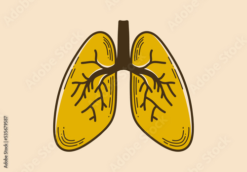 Vintage style illustration of a human lungs