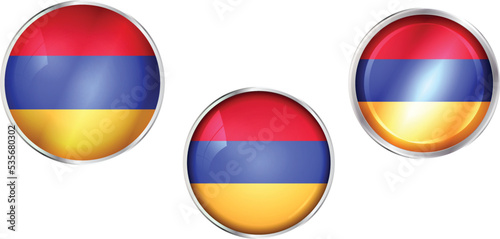 Round national flag pin of Armenia.Circular vector flag of Armenia © Rumana