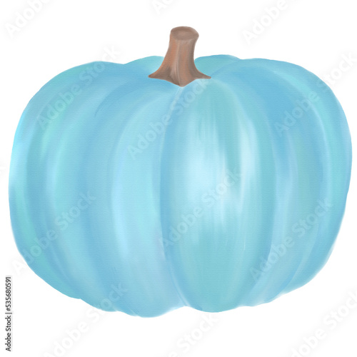 Blue pumpkin watercolor.