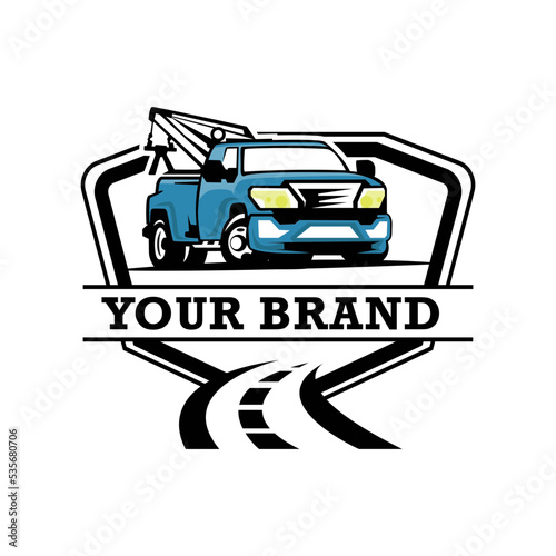 Truck towing logo template. Suitable logo for business related to automotive service business industry