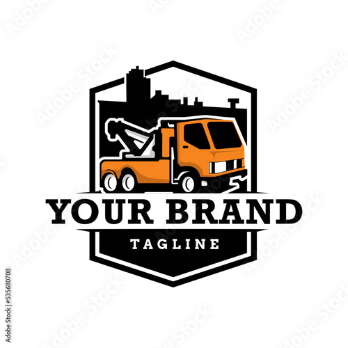 Truck towing logo template. Suitable logo for business related to automotive service business industry