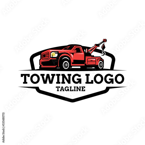 Truck towing logo template. Suitable logo for business related to automotive service business industry