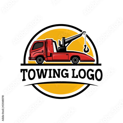 Truck towing logo template. Suitable logo for business related to automotive service business industry