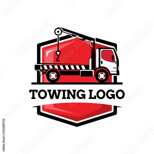 Truck towing logo template. Suitable logo for business related to automotive service business industry