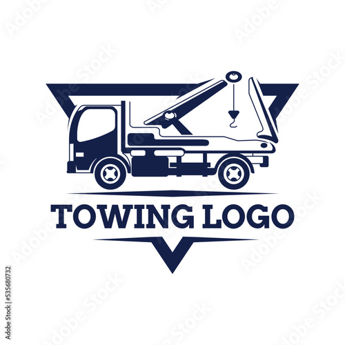 Truck towing logo template. Suitable logo for business related to automotive service business industry