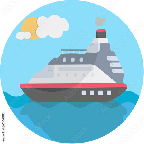 Cruise Ship flat icon,linear,outline,graphic,illustration