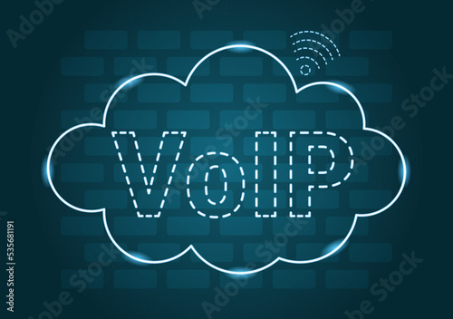 VOIP or Voice Over Internet Protocol with Telephony Scheme Technology and Network Phone Call Software in Template Hand Drawn Cartoon Flat Illustration