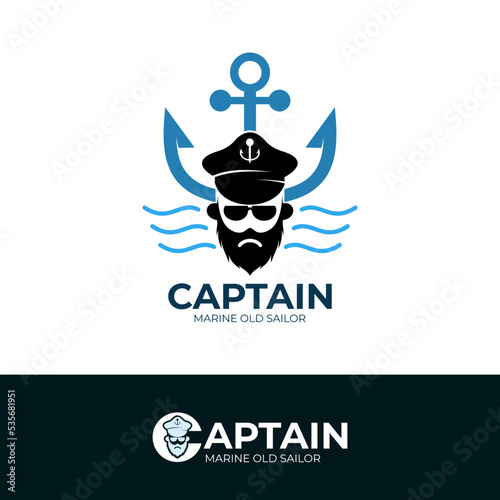 Simple captain logo design, blue color