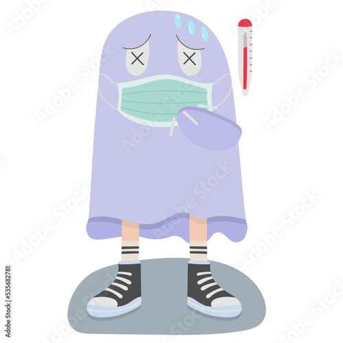 Sick flat icon,linear,outline,graphic,illustration