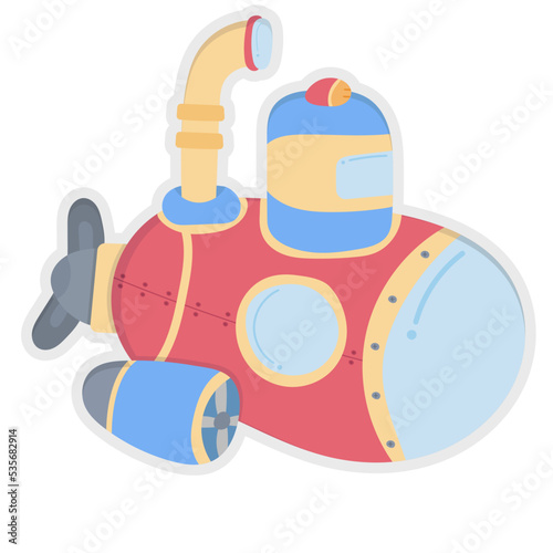 Submarine flat icon,linear,outline,graphic,illustration