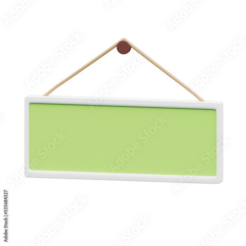 3d object Rendering of green sign blank plank board icon isolated .