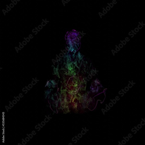 Meditation smoke simulation render 