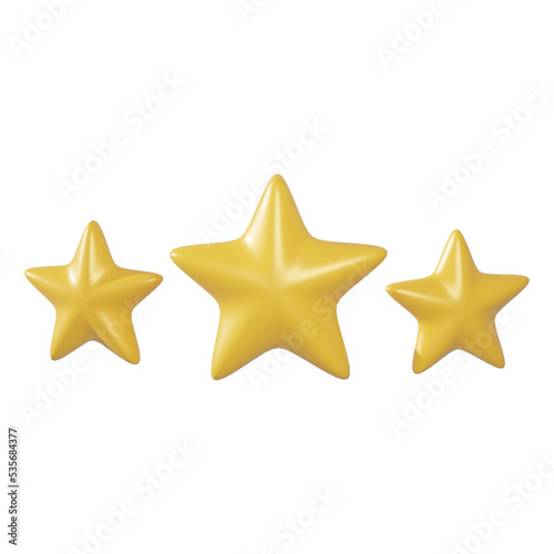 3d Rendering of 3 stars isolated on white.