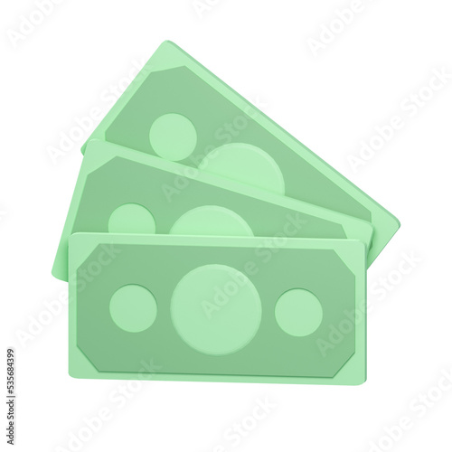 3d Rendering of Money banknote isolated on white.
