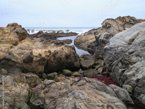 Tafoni and cavernous rock formation seascape photo