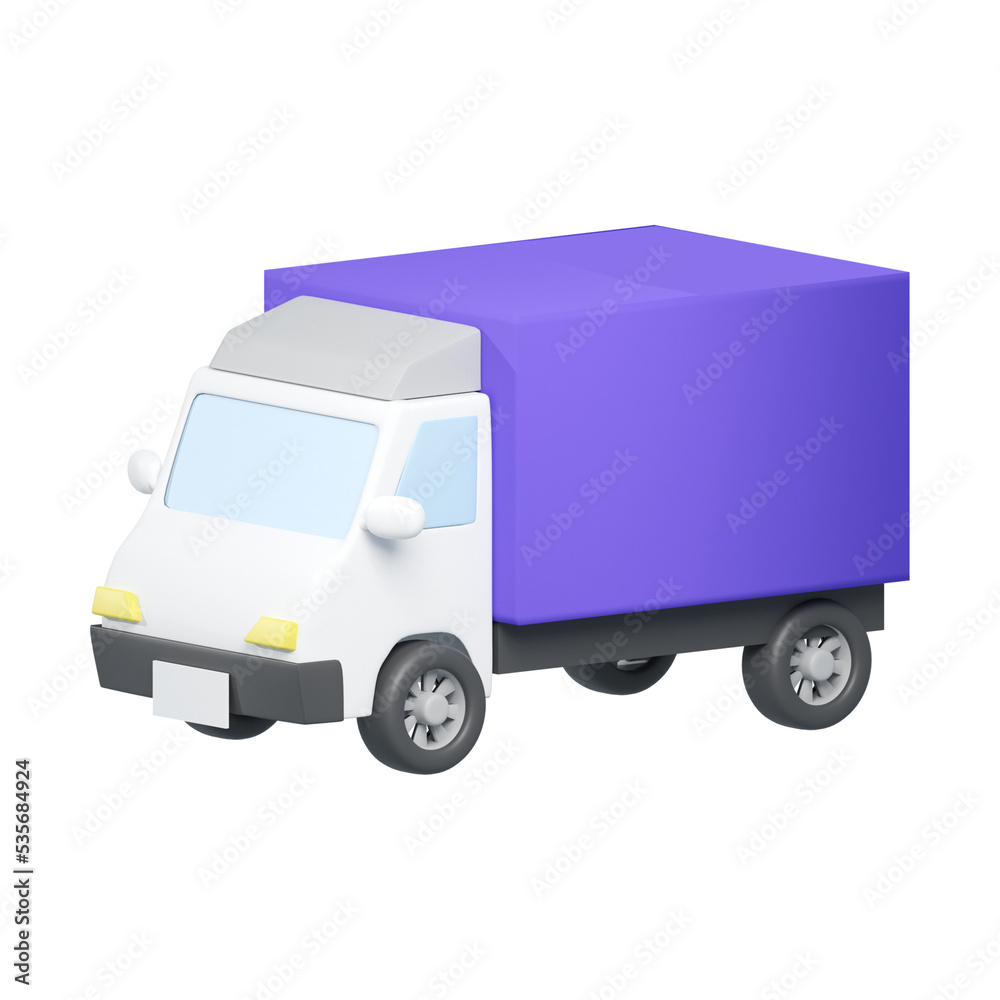 3d Rendering of delivery truck icon isolated on white. 3d Rendering of delivery truck icon isolated on white.