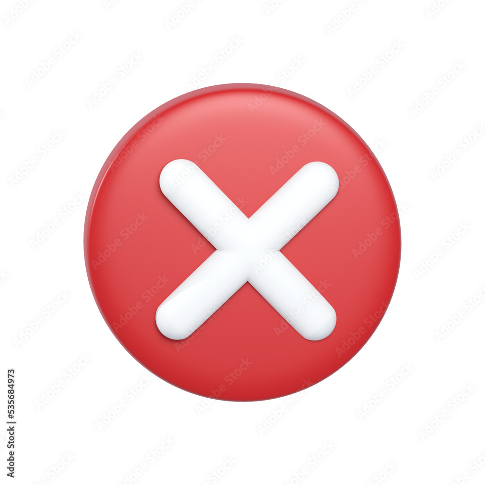 3d Rendering of close icon X sign isolated on white. 3d Rendering of close icon X sign isolated on white.